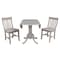 International Concepts Round 42 in Dual Drop Leaf Table with 2 Schoolhouse Chairs, Washed Gray Taupe, 42 in W, 42 in L K09-42DP-C61P - alternate 2